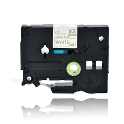 Fabric Iron-On Label Tape, 12mm, 1-Pack (Gold on white FA234)
