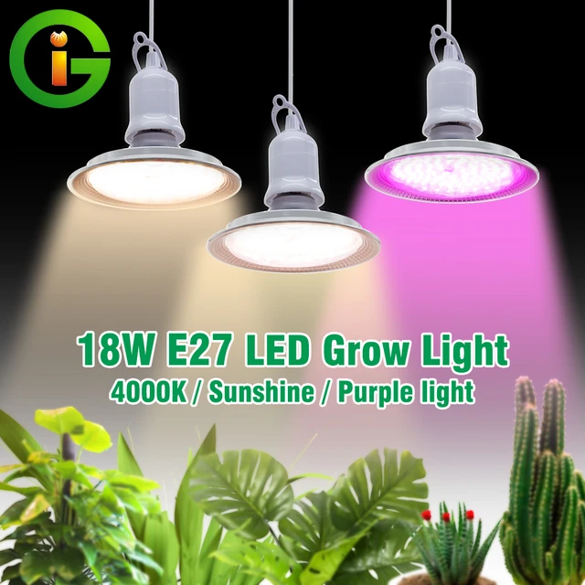Full Spectrum COB LED Grow Light E27 18W Sunlike 4000K Purple Light  Phytolamp Bulb for Plants Flower Greenhouse Tent Hydroponic - AliExpress