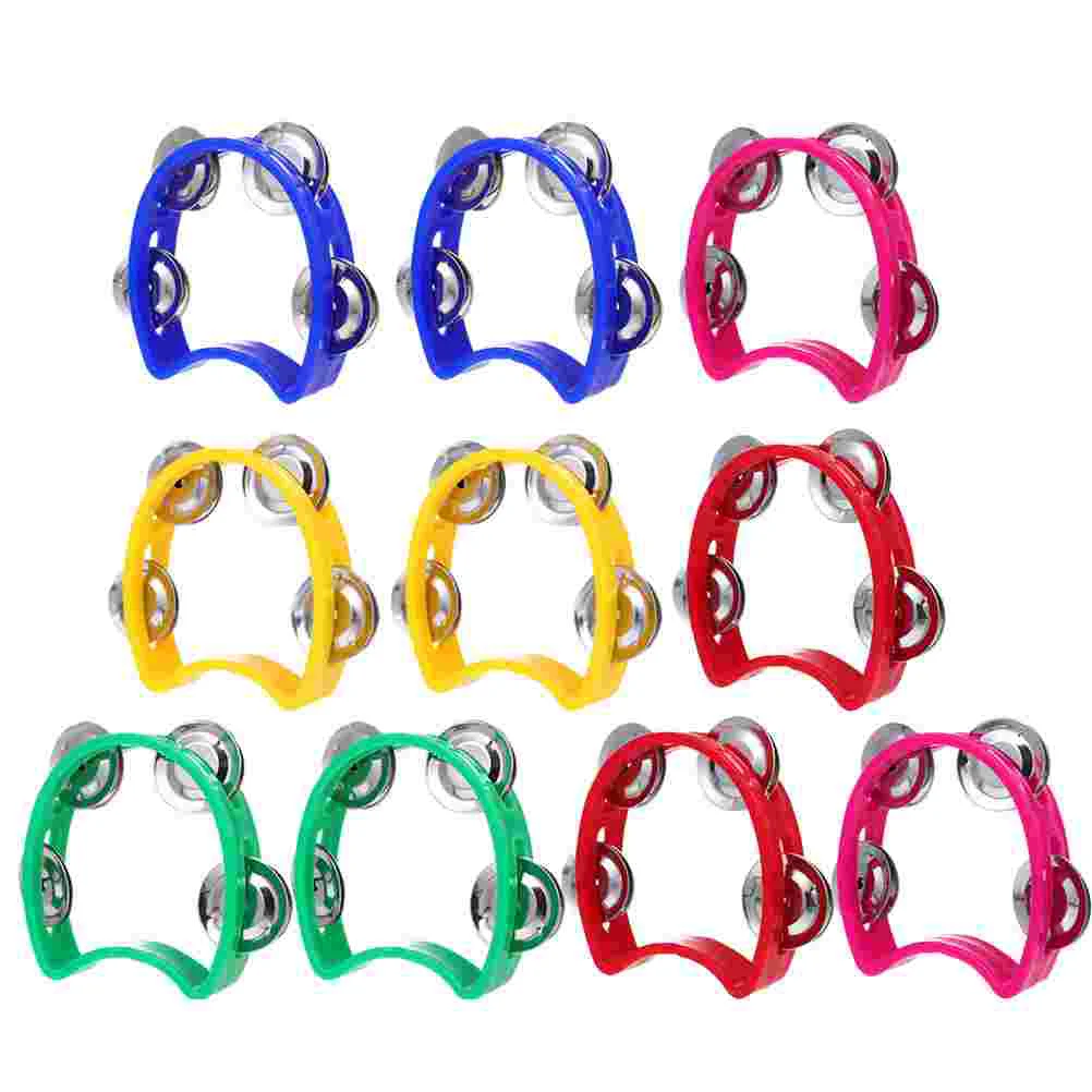 10 Pcs Double Row Hand Bell Festival Tambourines Music Toys Orff Plastic Percussion Instruments Party Child Musical