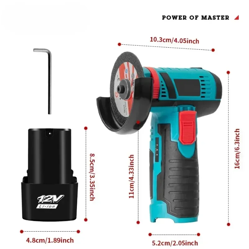 Mini Electric Angle Grinder 12V Rechargeable Cutting Grinding