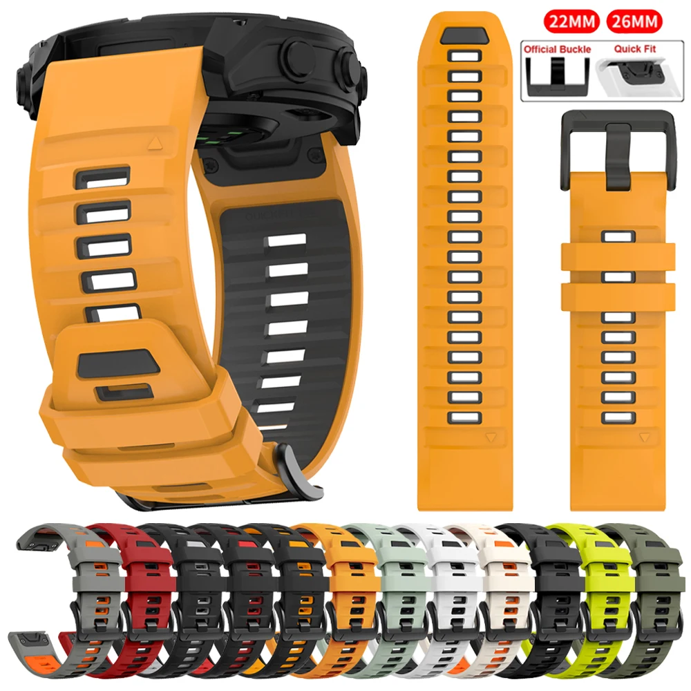 Enhanced Silicone Watch Strap - QuickFit 26/22mm Adjustable Band in Sleek Design
