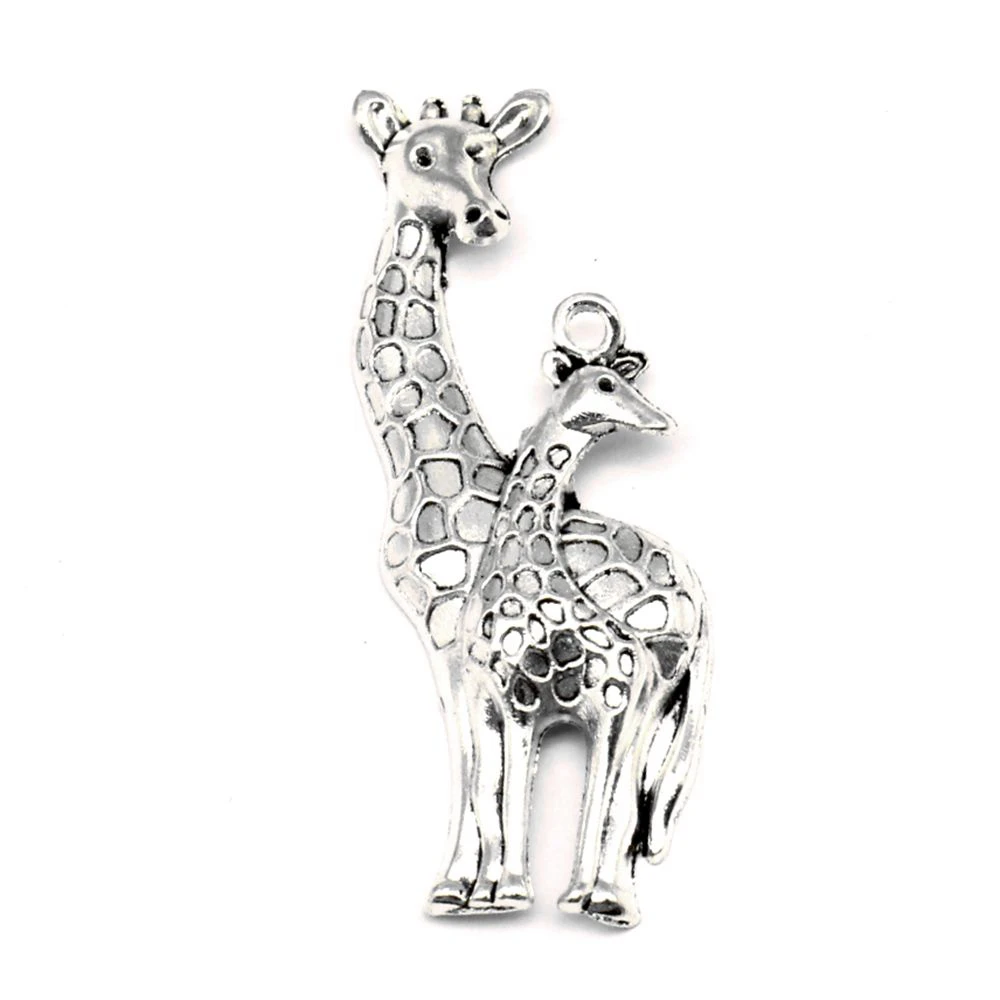 

Mother And Child Giraffe Charms Jewelri Pendant Crafts Accessories Jewelry For Women 26x55mm 3pcs Antique Silver Color