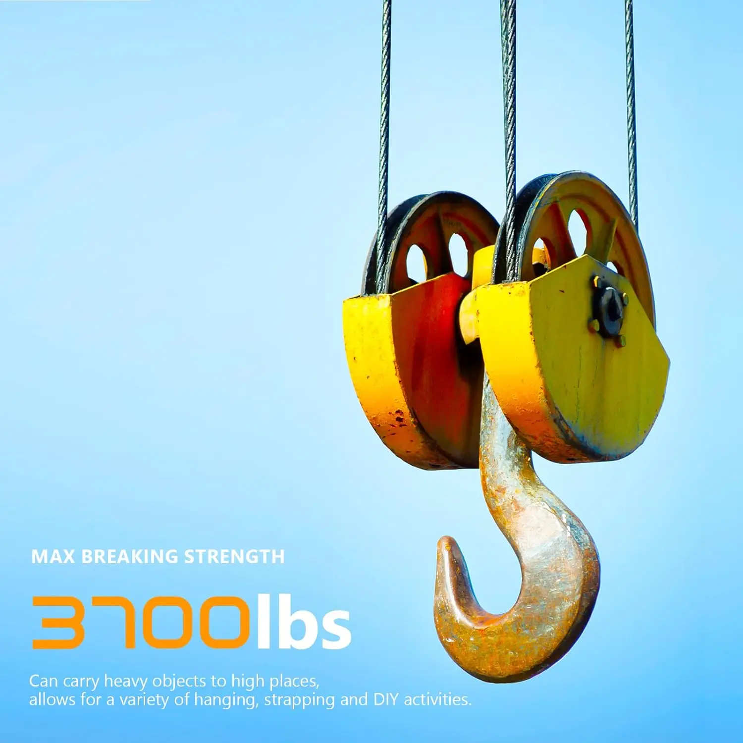 Steel Cable 3/16 Inch, 7 x 19 Strands Construction, 500FT Wire Rope Aircraft Cable for Pulling, Lifting, Deck Railing, DIY
