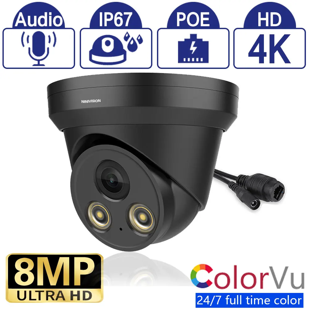 IP-камера NINIVISION 4K HD POE 8 Мп встроенный микрофон |