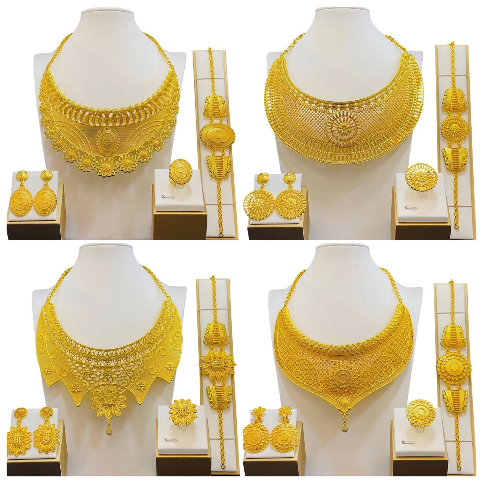 

NEW Bridal Jewelry Set Women's Necklace Earrings Ring Bracelet Four Piece Jewelry ZJJ10016