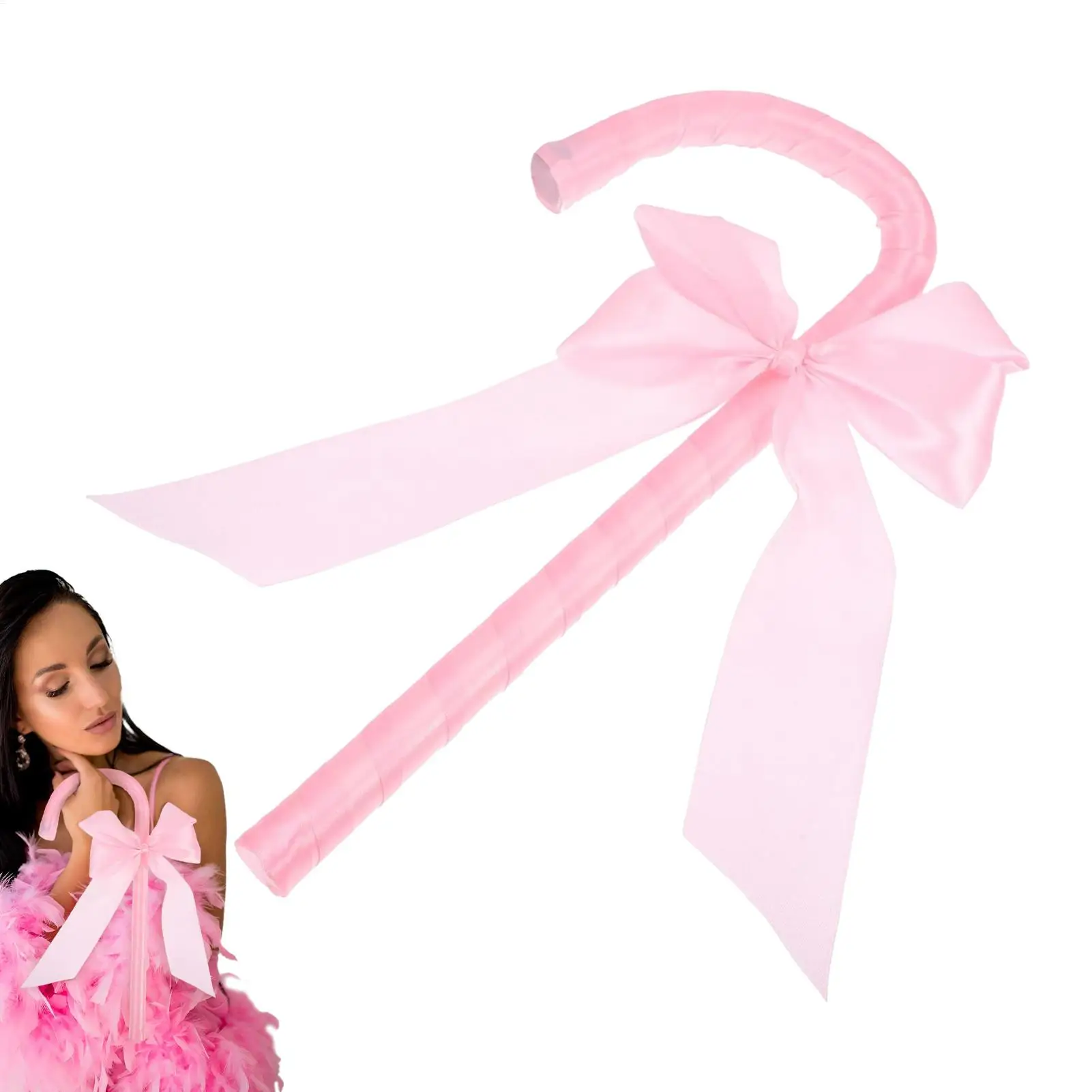 1pc Cosplay Cane | christmas Walking Bowknot Cane Prop Stick | Stage Performance Cosplay Cane Prop Decor for School Dress Up