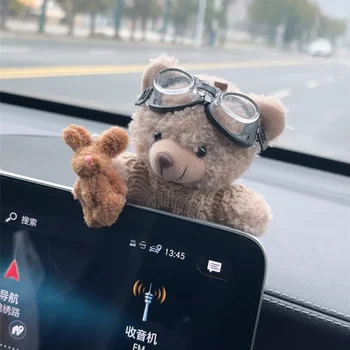 Ornamenti per cruscotto interno auto Orso di peluche Ornamenti per console centrale per auto Decorazione Accessori auto per regali per l'home office