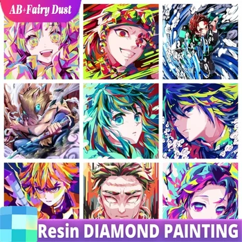 Résine fée poussière AB 5D diamant peinture dessin animé démon Slayer broderie point de croix Kits Art mosaïque perceuse décor à la maison cadeau 1