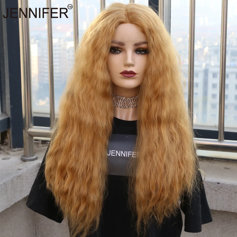 

Synthetic Lace Wigs For Women 26Inch Middle Part Long Curly Hair Blond/Black High Temperature Fiber Cosplay/Daily/Party