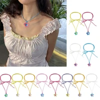 Collier pendentif fleur colorée, tour de cou clavicule, doux, acrylique 6