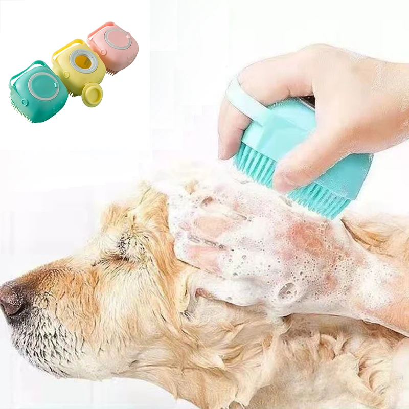Bathroom Dog Bath Brush Massage Gloves Soft Safety Silicone Comb With