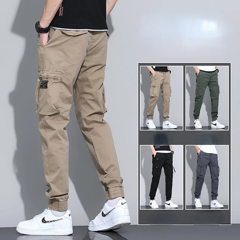 Pantalon cargo skinny pour homme, pantalon de survêtement multi-poches à  commande haute, jogging décontracté, jogging de travail en plein air,  document solide, nouvelle mode, fjSpring - AliExpress