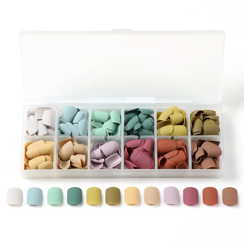 12Colors Solid Color Short False Nails Frosted Design Fake Nail Art Full Cover Waterproof Detachable Artificial Press on Nails 30pcs box detachable fake nails artificial tips set full cover for short decoration press on fake nails art false tips with glue