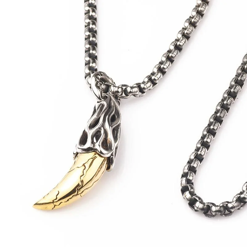 Retro Nordic Men's Zinc Alloy Giant Spike Talisman Pendant Retro Carved Men's Gothic Motorcycle Necklace