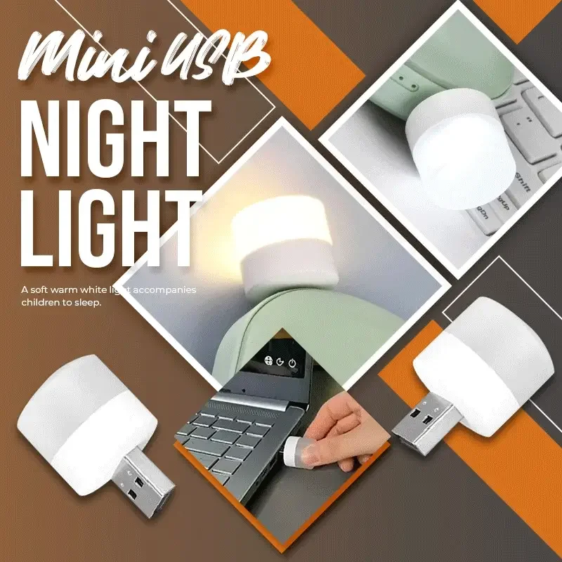 

USB Plug LED Night Light Mini Night Lamp Computer Mobile Power Bank Portable Battery Socket Charging Lighting Reading Book Lamps