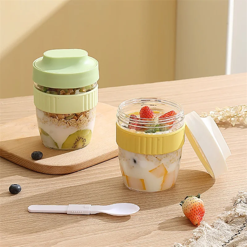Breakfast Cup Oat Cup Nut Yogurt Salad Cup Container Set Sealed Portable Fitness School Lunch Box Food Storage Cup Bento Box New 3