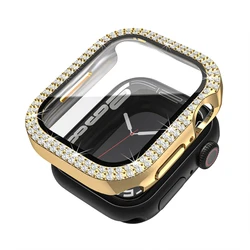 Diamond+ Tempered Glass Protective Cover for Apple Watch - Elegant and Durable Case (Gold)