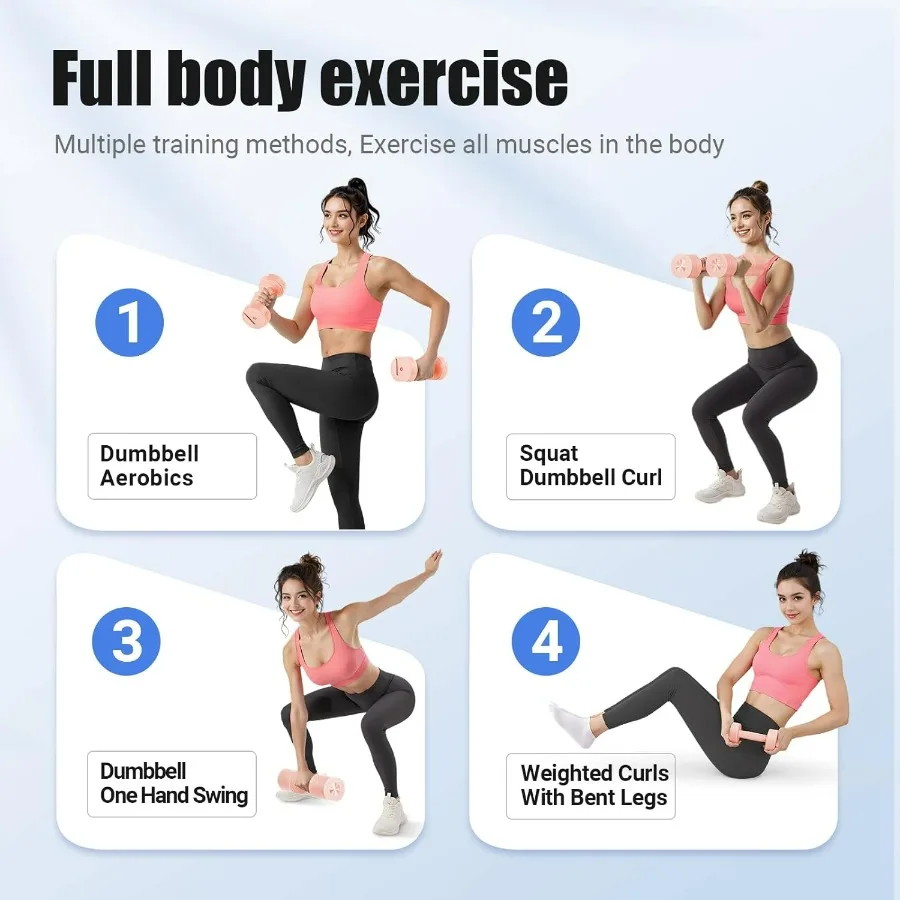 MERACH Dumbbell Set of 2 Adjustable Weight Antislip Handle Macaron Colors Each 2.2 4.4 6.6 8.8 lbs 4 in 1 Hand Weights for Wome