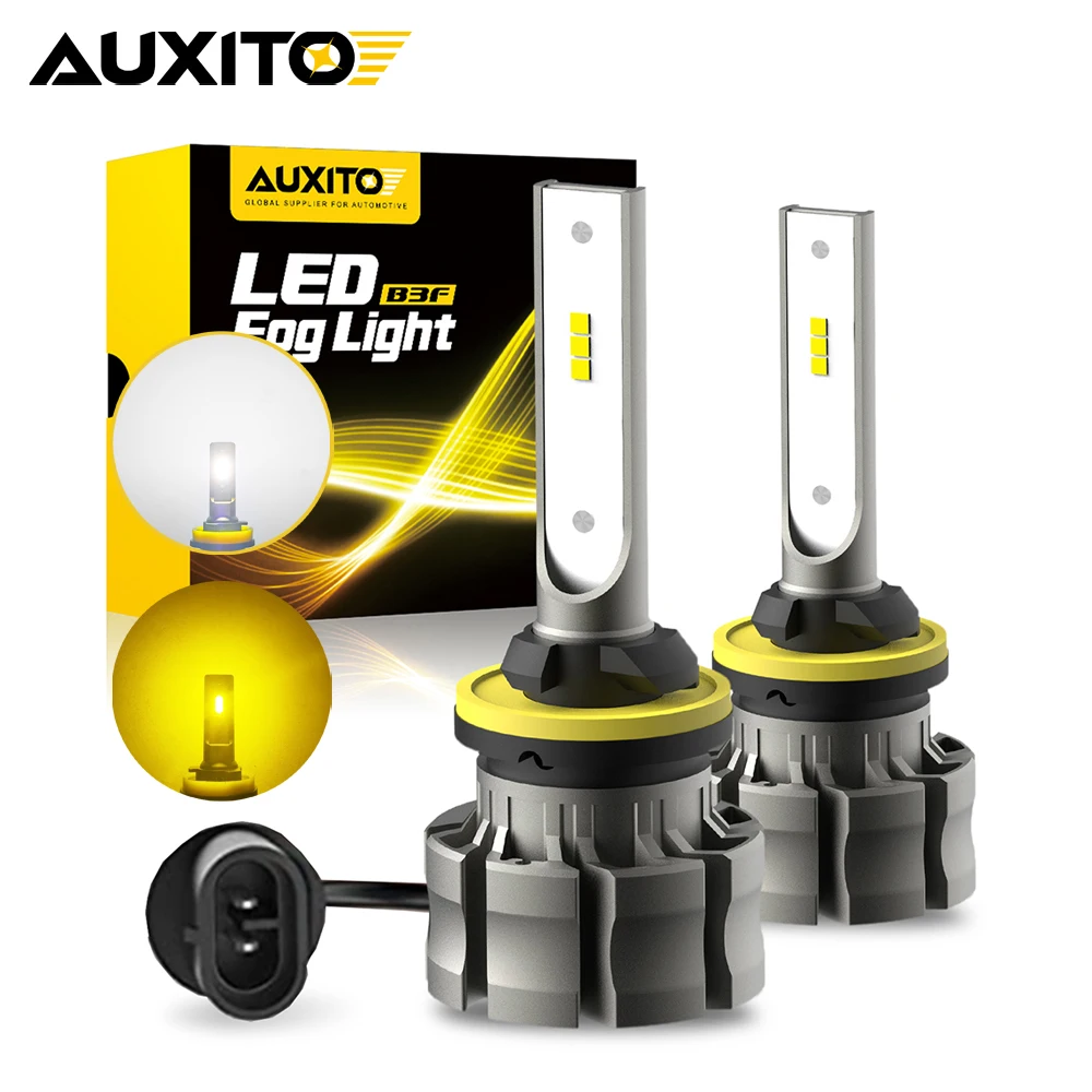 AUXITO 2개입 H27W H27 880 LED 안개등 캔버스 H27W/1 880 LED 전구 자동차 안개등 주행등 DRL 오류 없음 12V 6500K 백색 3000K 황색