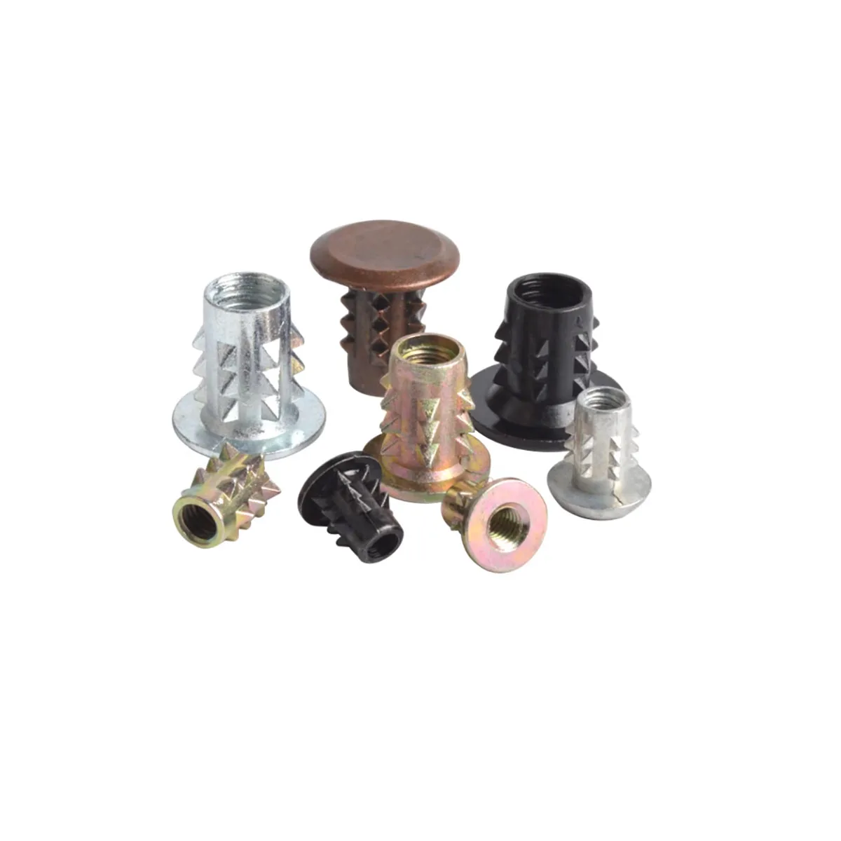 Zinc Alloy Thickened Inner And Outer Teeth Pointed Furniture Nuts Embedded Screws Fasteners M3M4M5M6M8