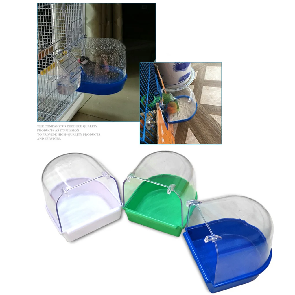 Birds Bathtub Shower Box Parrot Cleaning Bathing Hanging Tub Cage Accessories Pet Wash Supplies