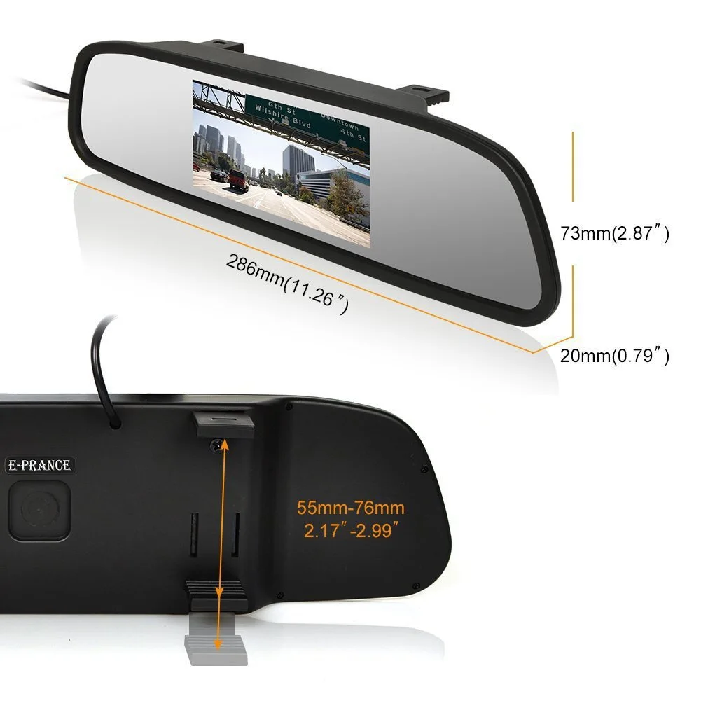 Wireless Car Styling 4.3 Inch HD Car Rearview Mirror Monitor LCD Screen Vehicle Auto Parking Reversing Auxiliary Display DC12V