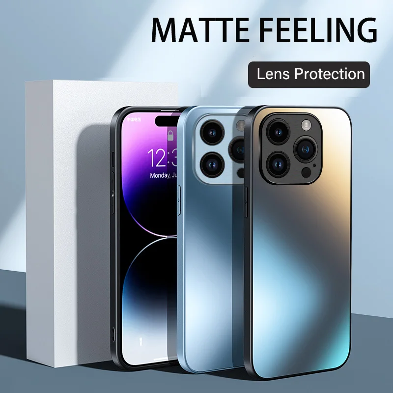 Glittr Shining AG Silicon Hard Cas For iPhon 13 12 11 Pro Max 15 14 Plus X XR XS MAX Matt Frostd Protctiv_voghion.com