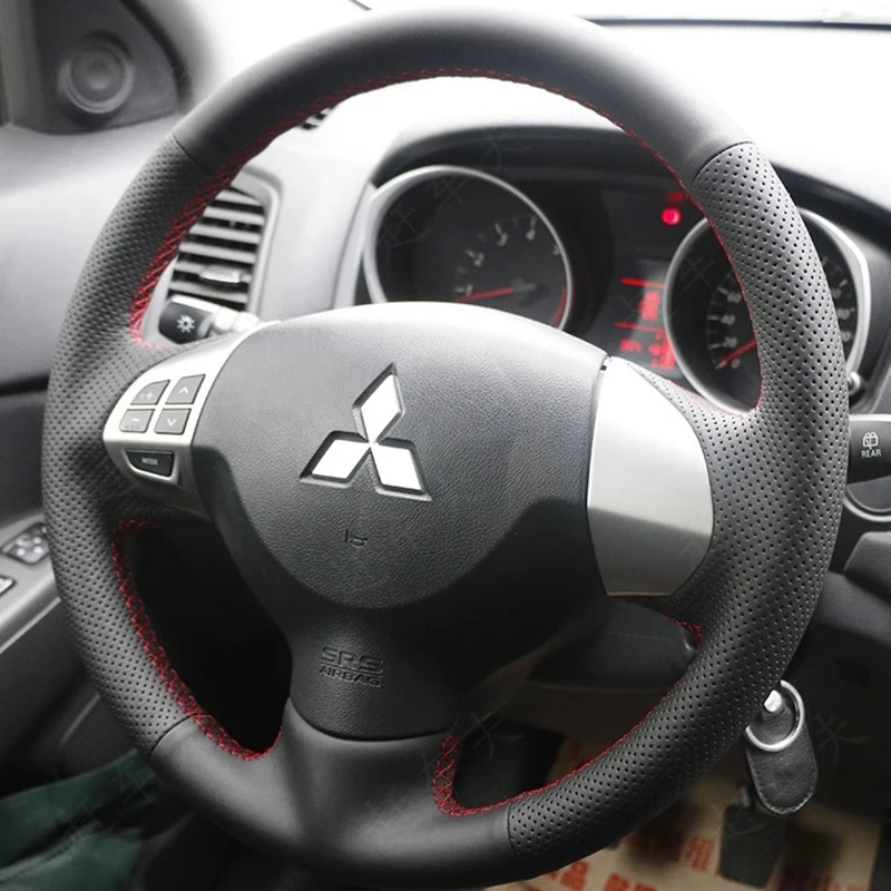 Mitsubishi Lancer X Outlander 2006-2015 ASX Colt 핸드 바느질 마이크로 화이버 가죽 스티어링 랩 용 브레이드 카 핸들 커버