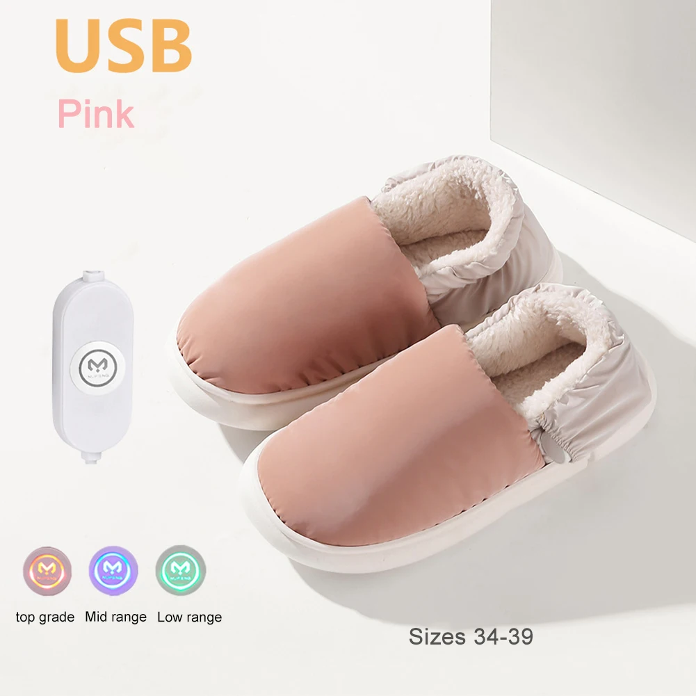 Unisex Electric Heating Slippers with 3 Heating Levels USB Heated Slippers Rechargeable Foot Warmer House Shoes for Winter 5