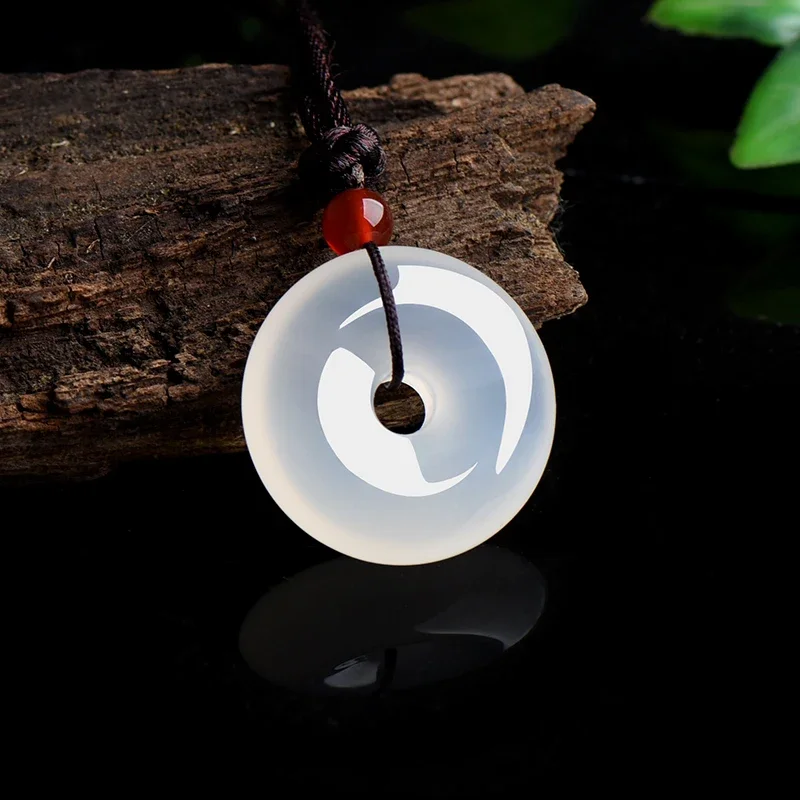Natural Multicolor Jade Doughnut Pendant Agate Necklace Fashion Accessories Charm Jewellery Carved Amulet Gifts Women Men pendant necklace jasper pendant
