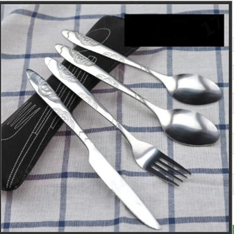 Portable Printed Knifes Fork Spoon Stainless Steel Dinnerware Set 3Pcs/4Pcs/7Pcs cutlery set,western style cutlery set,picnic cutlery set,stainless steel cutlery set,picnic tableware,camping cutlery set