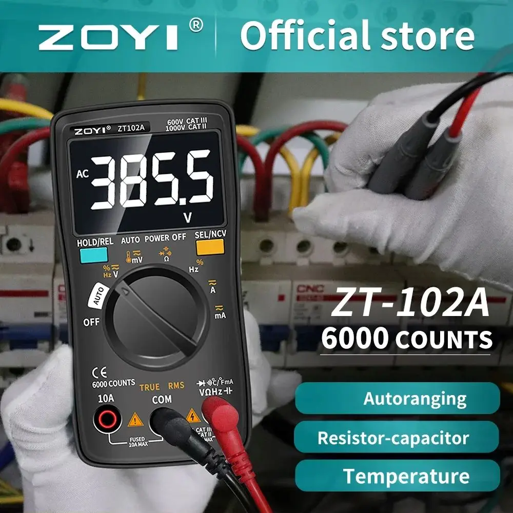 ZOYI  Digital Multimeter 6000 counts Backlight AC/DC Ammeter Voltmeter Ohm ZT-98/100/101/102/102A Ture RMS tester Portable