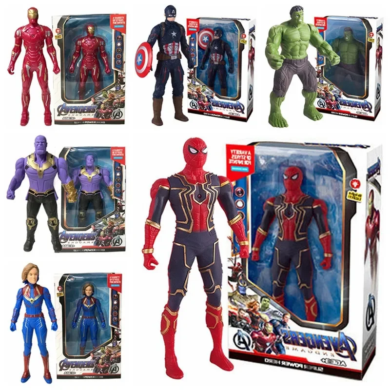 

Marvel Toys Avengers Anime Spiderman Iron Man Hulk Superhero Action Figures Toys Luminous Hand Movable Kids Birthday Xmas Gifts