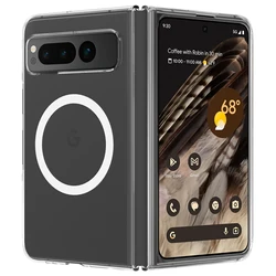 Google Pixel Fold Crystal Clear Shockproof MagSafe Protective Case - Hard Wireless Charging Magnetic Cover for Google Pixel fold (Clear)
