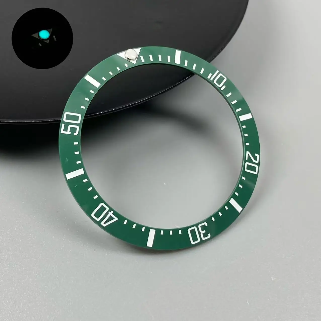 Blue/Green Luminous 38mm Tilted Ceramic Bezel Insert Ring