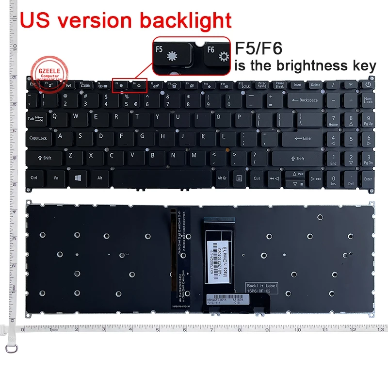 Teclado para Notebook Acer Aspire A31542 A315-42g A31554 34 A315-54g A315-55 A315-55g A515-52 A515-53 A515-54 us ru sp ar Novo - Imagem 6