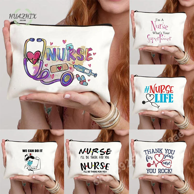 

Thanks To Nurse Makeup Bag Home Women Purse Fashion Student Pen Case Cosmetics Storage Trip Ziplock Bags Friend Festivals Gift