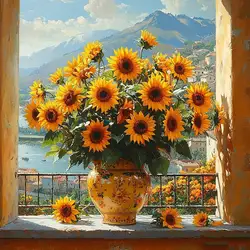 Sunflower Embroidery Cross Stitch Kit - Handmade Needlework Set with Printed Canvas - 50X50cm (11CTJ4 - 567)