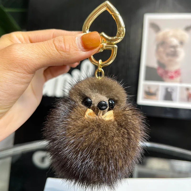 Fox Natural Mink Fur Real Fur Handmade Cute Key Chain Bag Accessory Car Keychain Keyrings Gift for Women Girl Accessories