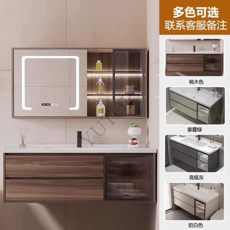Bathroom Cabinet Ceramic Integrated Basin Combination Smart Mirror Cabinet Toilet Hand Wash Face Wash Table Bathroom