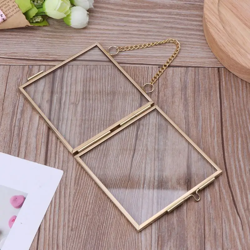 Antique bronze gift hanging picture picture glass metal frame vintage free holder hanging frames home decor gift photo frame art frames