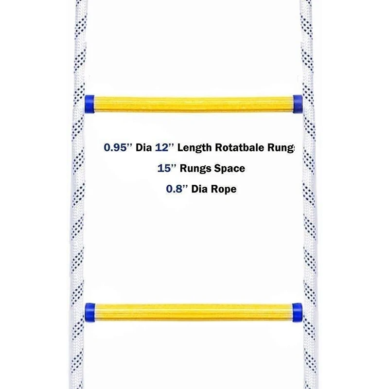 2X 6.5Ft Flexible Ladder Rope Ladder Insulated Ladder Rescue Ladder Rock Climbing Anti-Skid Engineering Rope Ladder