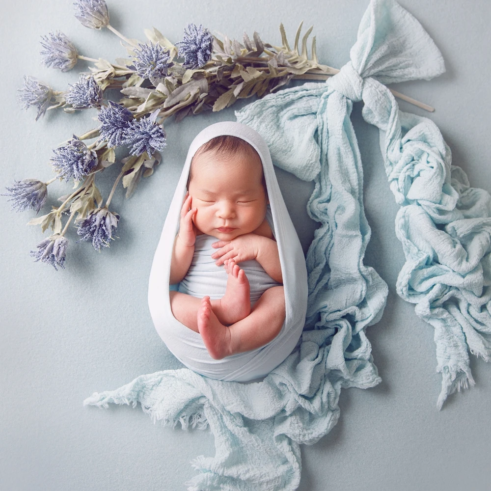 Newborn Cheesecloth Wrap Baby Photography Props Posing Fabric Cotton Stretch Blanket Hand Dyed Newborn Layer Wrap 5