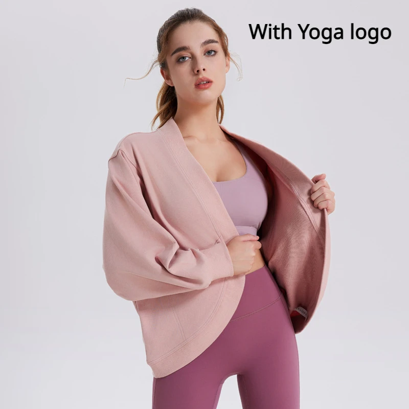 

Sports Cardigan Women DOLMAN SLEEVE Cover Up Autumn Cardigan Fitness Long Sleeved Running Slimming Windproof Cotton Top Yoga Gym