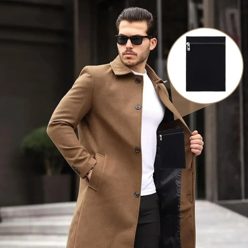 High Quality with Zipper Sew-in Side Hidden Pocket Solid Color Polyester Inside Security Pocket Durable Inside Pockets