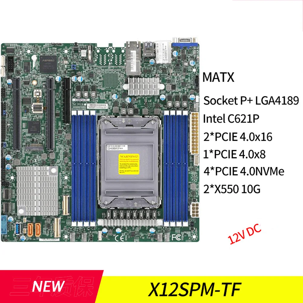 X12SPM-TF Server Motherboard For Supermicro LGA-4189 DDR4-3200MHz M-ATX 12V DC High Quality 1 X12SPM TF Server Motherboard For Supermicro LGA 4189 DDR4 3200MHz M ATX 12V DC High Quality