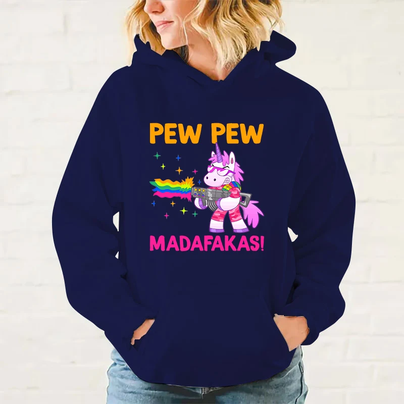 Y2k Hoodies neue Einhorn Print Hoodies Frauen Frühling Herbst Mode Pullover Damen einfarbig Kapuze Vollarm Sweatshirt – Detail 6