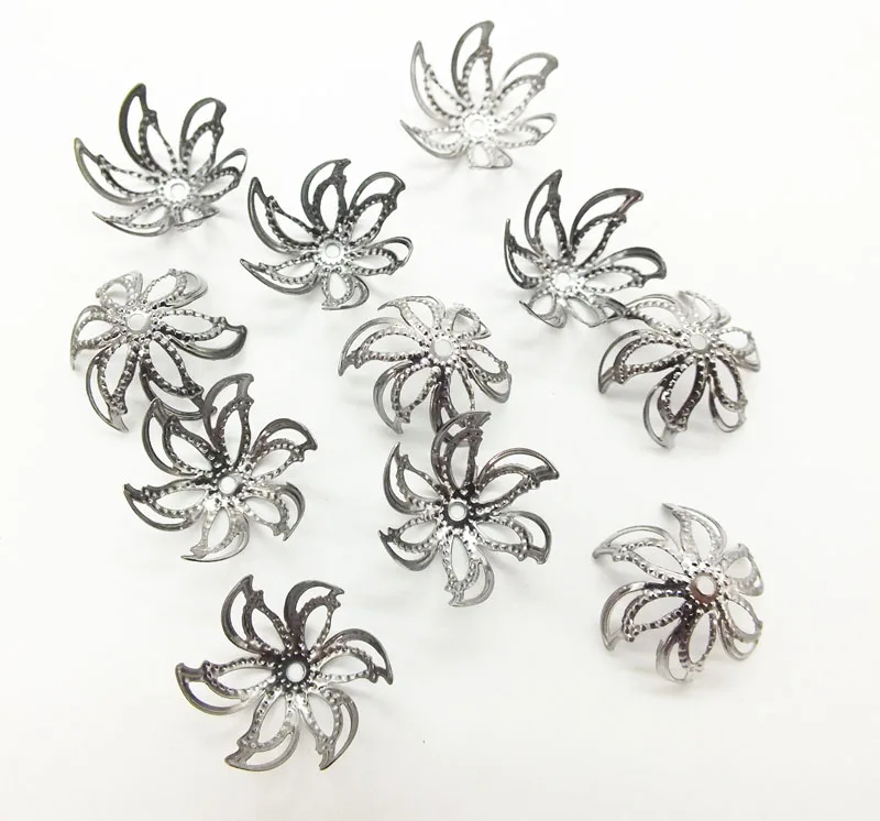 

2000PCS 20mm GUNMETAL COLOR Metal Hollow Flower Spacer Beads End Caps Pendant DIY Charms Connectors Jewelry Findings