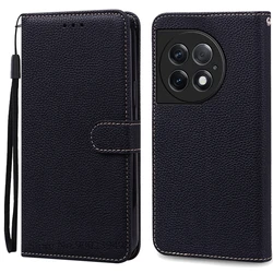 Leather Wallet Flip Phone Case - Elegant and Functional Cover with Card Holder and Stand for Oneplus Ace2 Pro (Black)