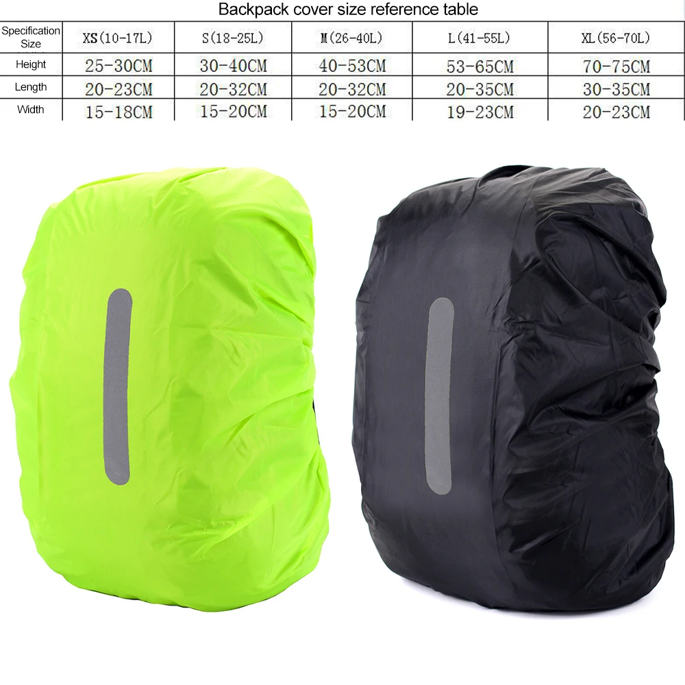 Reflective Waterproof Backpack Rain Cover Outdoor Sport Night Cycling Safety Light Rain Cover Case Bag Camping Hiking 10-70L 6